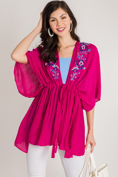 Tie Waist Kimono, Pink