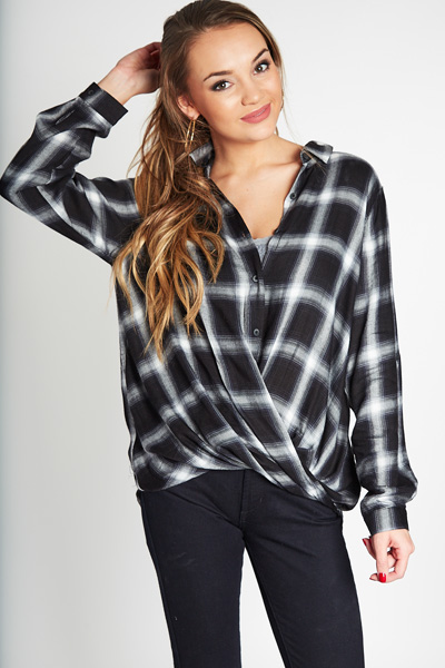 Wrapped In Plaid Top