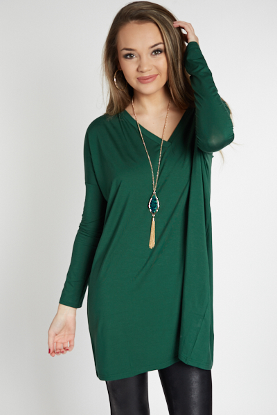 Piko Boxy V Tunic, Forest Green