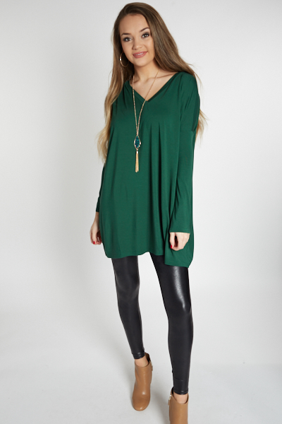 Piko Boxy V Tunic, Forest Green