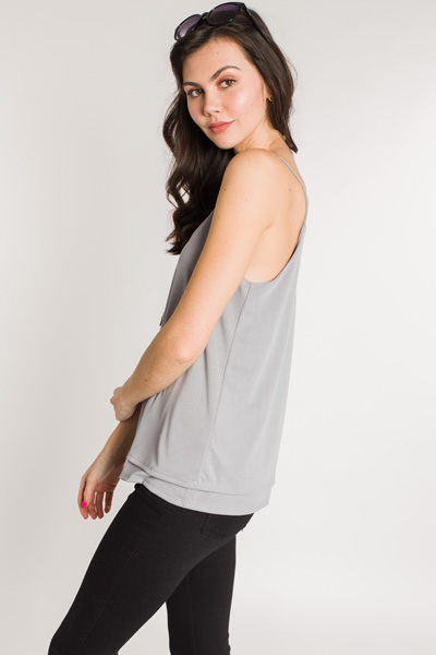 Double Layer Knit Cami, Grey
