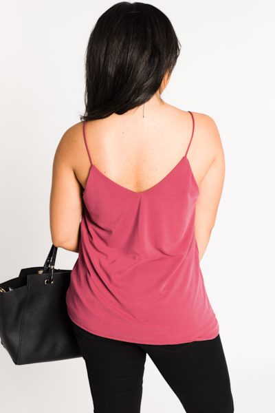 Double Layer Knit Cami, Wine
