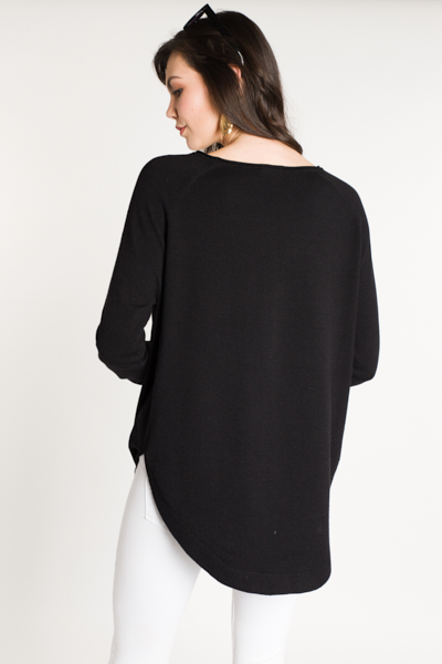Scooped Bottom Sweater, Black