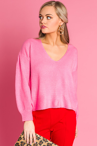 Bubblegum V-Neck Sweater