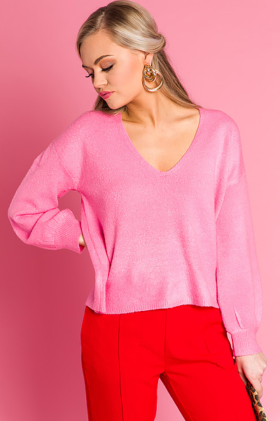 Bubblegum V-Neck Sweater