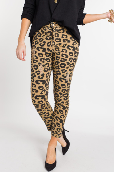 Distressed Leopard Jeans