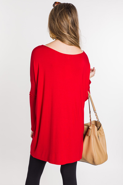 Piko Tunic Dress, Red