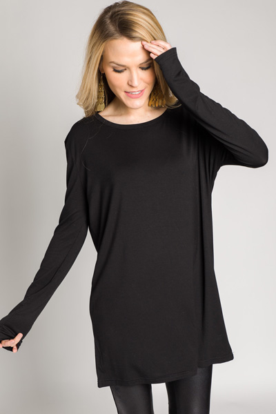 Straight Fit Piko Tunic, Black
