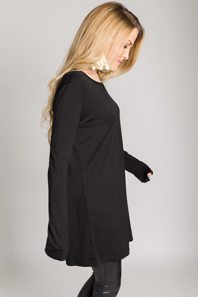 Straight Fit Piko Tunic, Black