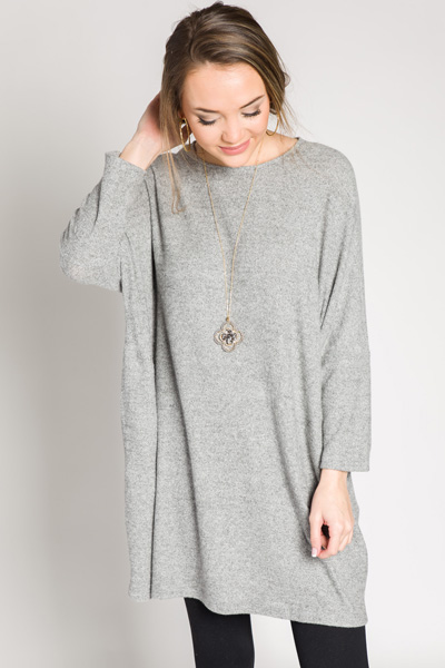 Sweater Pocket Dress, Grey