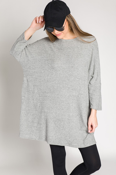 Sweater Pocket Dress, Grey