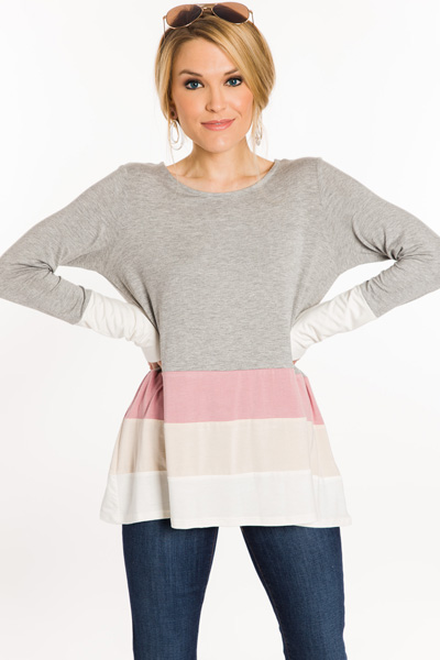 Muted Colorblock Tee, Grey