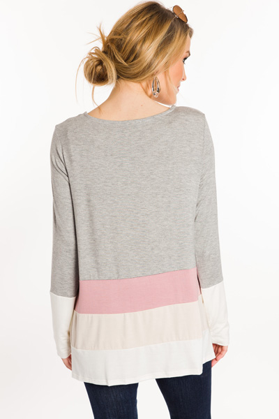 Muted Colorblock Tee, Grey