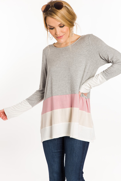Muted Colorblock Tee, Grey