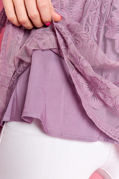 Elbow Sleeve Lace Top, Lavender