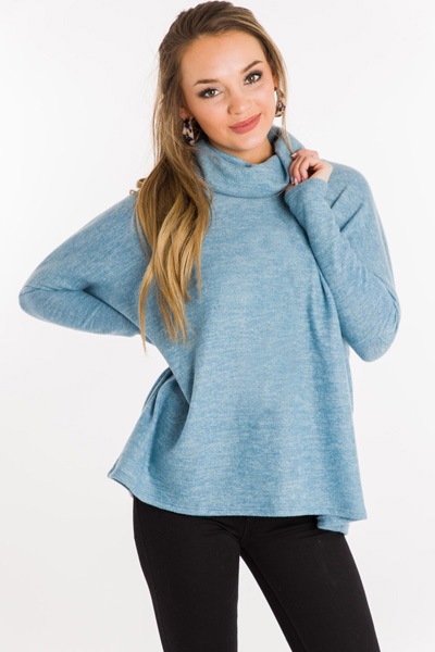 Ready to Relax Turtleneck, Blue