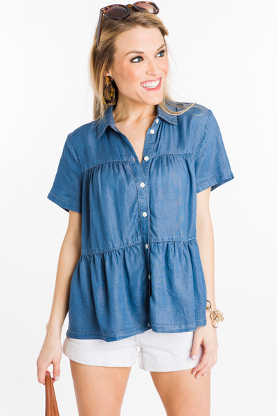 Tiered Chambray Top