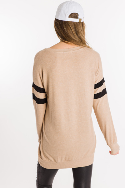 Black Stripes Sweater, Taupe