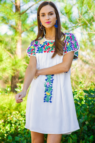 Carolina Embroidered Dress, White