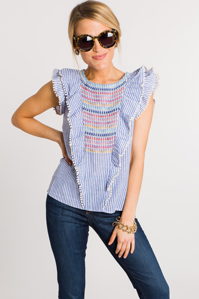 Embroidered Blues Top