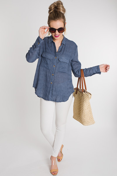 Easy Day Button Up, Blue