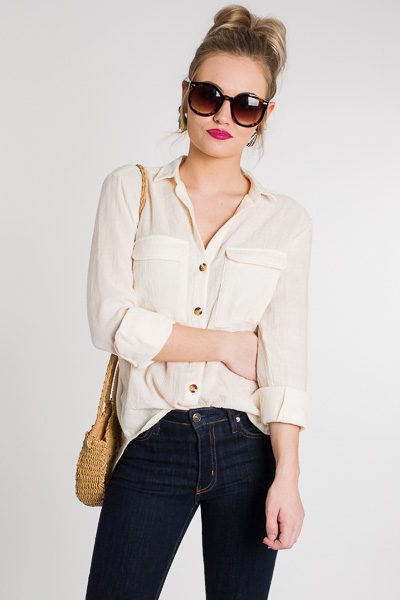 Easy Day Button Up, Cream