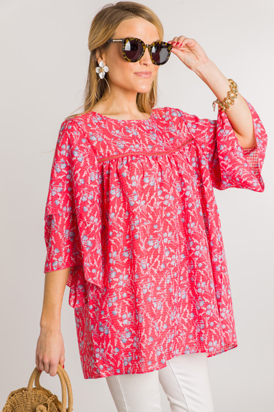 Picking Daisies Top, Coral