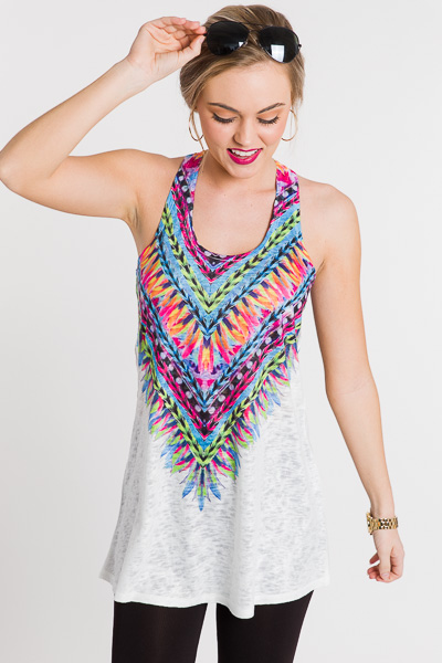Printed Knit Tank, Feather