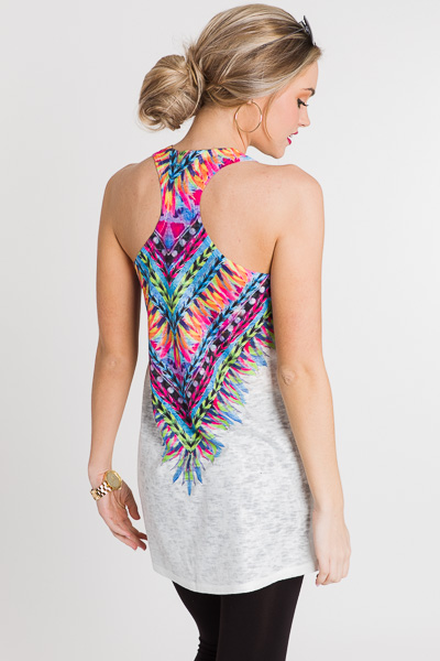 Printed Knit Tank, Feather