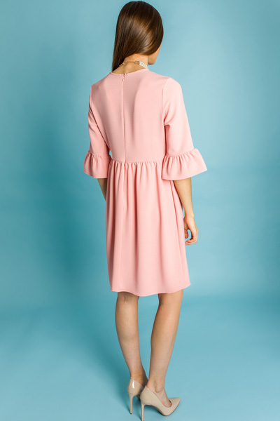 Brit Bell-Sleeve Dress, Peach