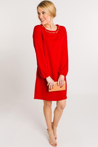 Pearl Neck Shift, Red