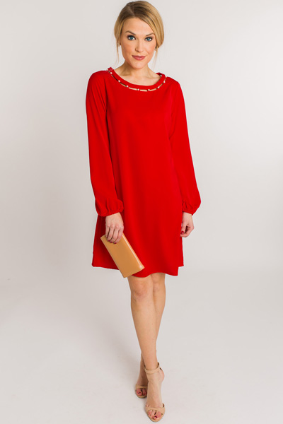 Pearl Neck Shift, Red