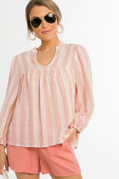 Pull on Shorts, Peach Crepe