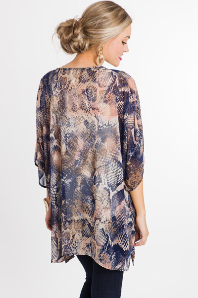 Navy Snake Chiffon Tunic