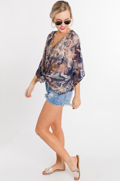 Navy Snake Chiffon Tunic