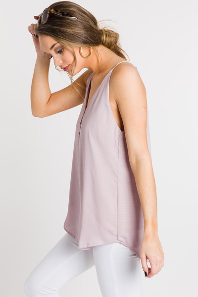 Button Front Cami, Rose
