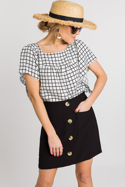 Buttoned Mini Skirt, Black
