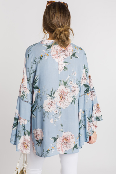 Powder Blue Floral Kimono