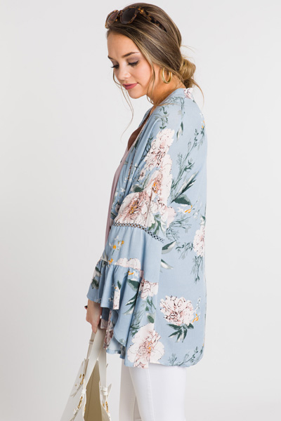 Powder Blue Floral Kimono