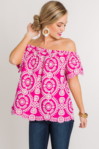 Colored Lace Top, Fuchsia