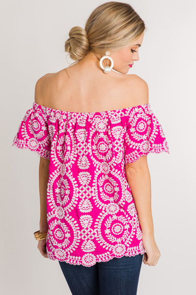 Colored Lace Top, Fuchsia
