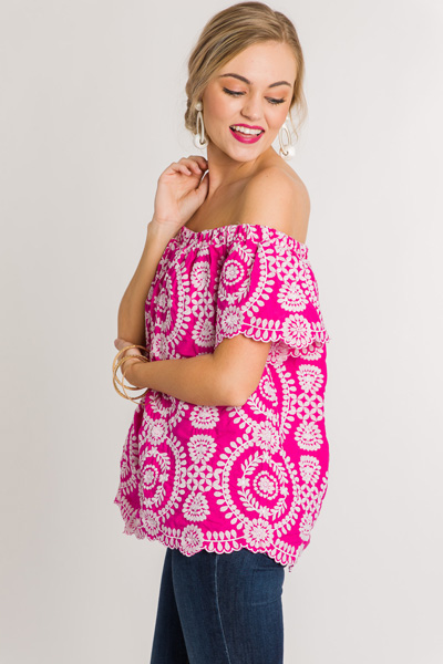 Colored Lace Top, Fuchsia