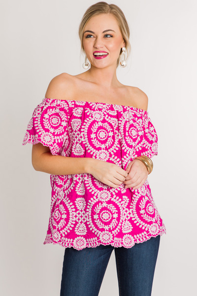 Colored Lace Top, Fuchsia