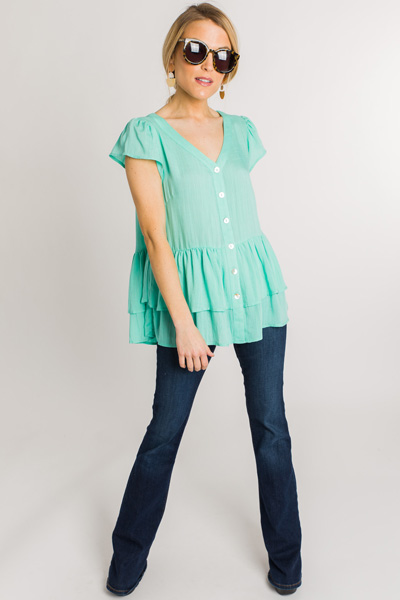 Button Front Babydoll, Mint