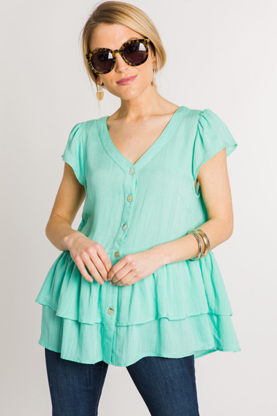 Button Front Babydoll, Mint