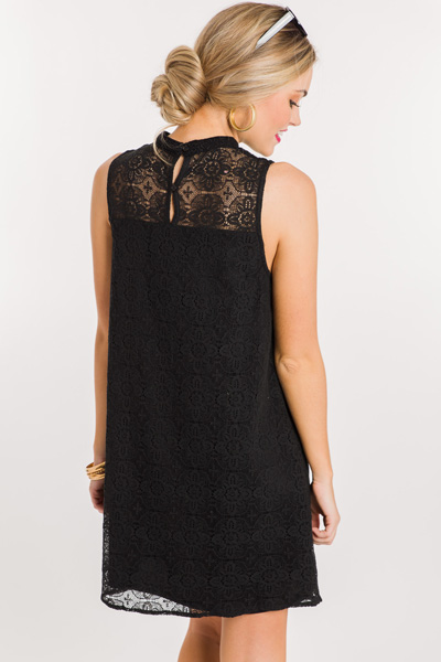 Garland Lace Dress, Black