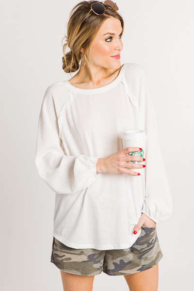 Thermal Sleeves Top, Off White