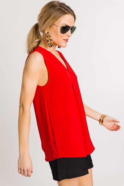 Pleated V Tank, Red