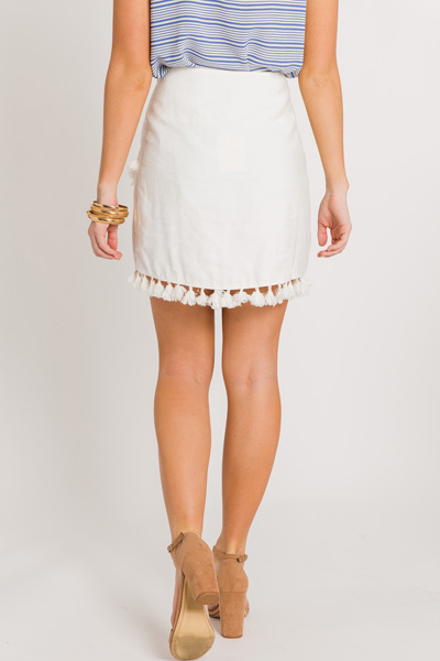 Tassel Mini Skirt, Cream