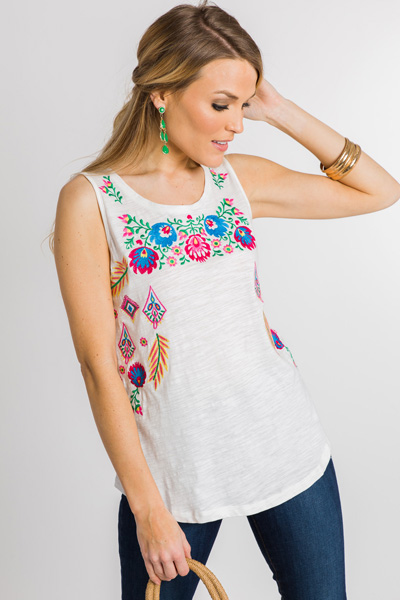 Bella Embroidered Knit Tank
